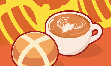 $8.50 Coffee & Hot Cross Buns